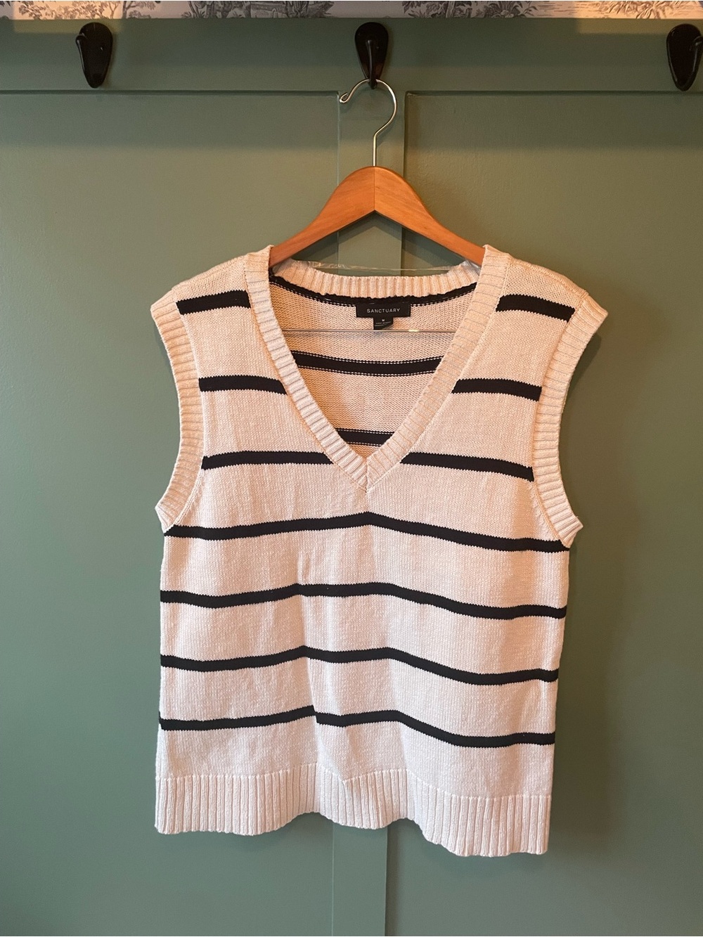 Sanctuary Cream & Black Striped V-Neck Sweater Vest